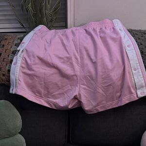 Adidas Side Snap Pink and White Women's Athletic Shortsdas